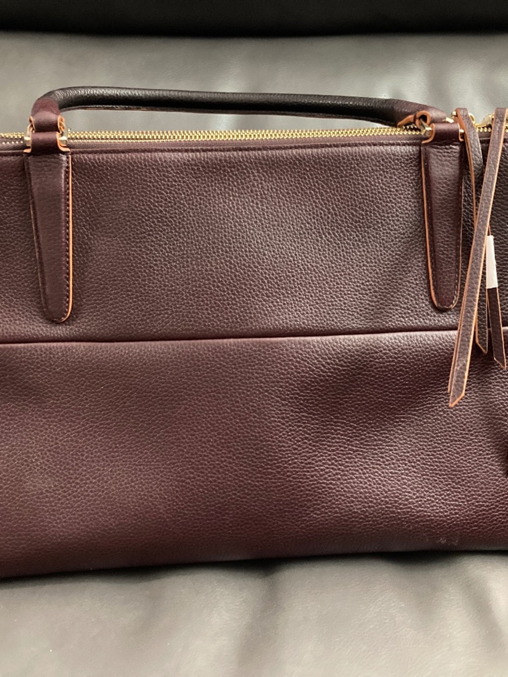Coach Burgundy and Tan Leather Crossbody Satchel - Picture 2 of 14